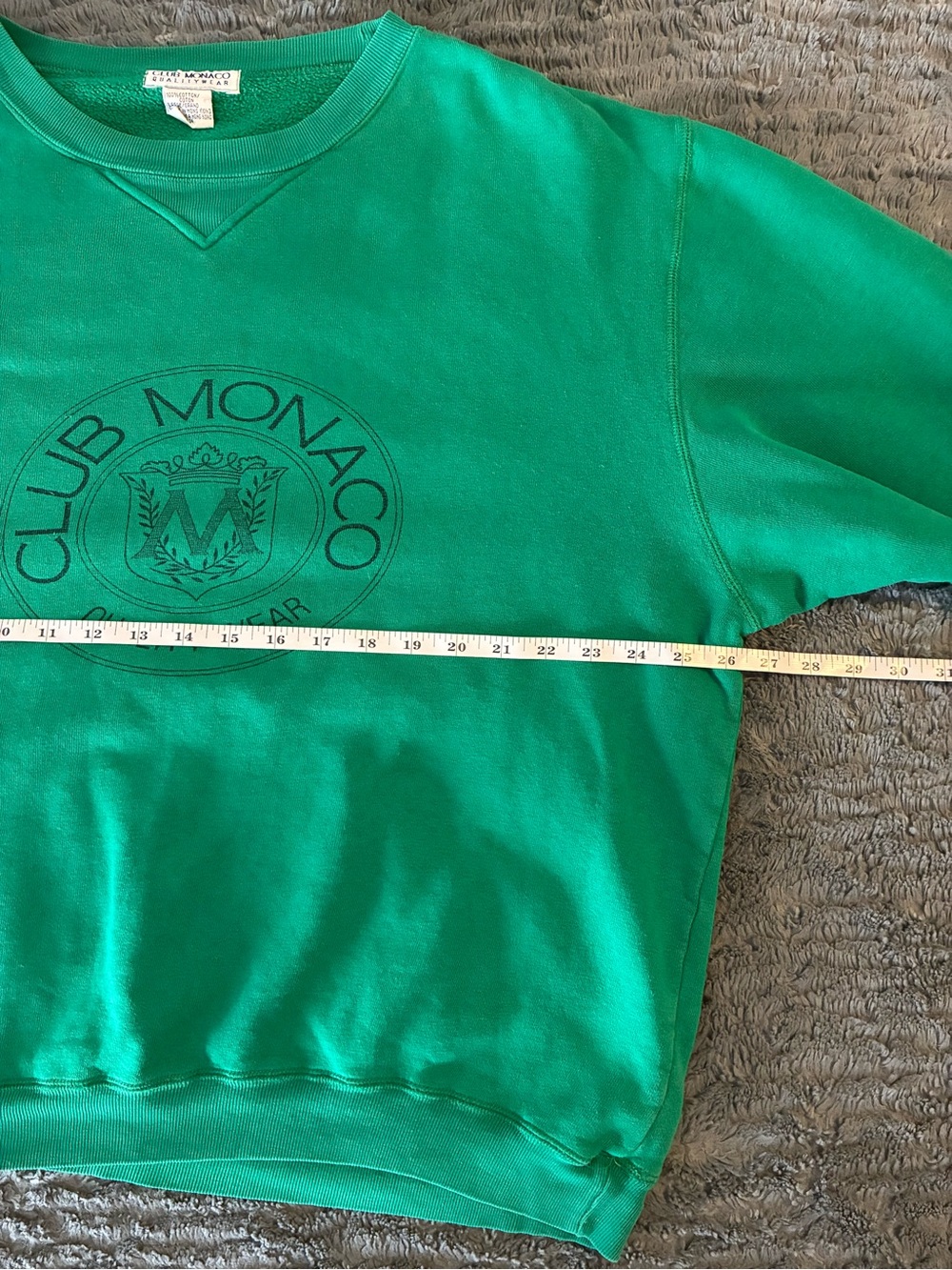Vintage Club Monaco Men's Green Logo Sweatshirt Made in Hong Kong - Picture 7 of 7